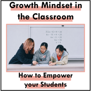 Students working together to solve a challenging algebra equation using a growth mindset