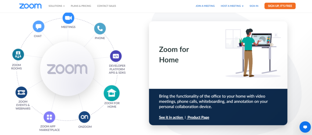 Zoom home page, great for distance learning
