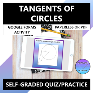 Tangents of Circles Google Forms Quiz Practice
