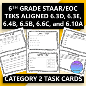 6th Grade STAAR EOC Task Cards Category 2