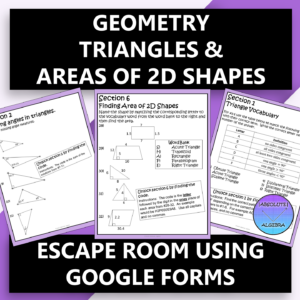 Geometry Triangles & Area of 2D Shapes Escape Room
