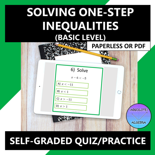 Solve One-Step Inequalities (Basic) Google Form Quiz Practice
