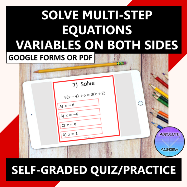 Solving Multi-Step Equations Variables Both Sides Google Form