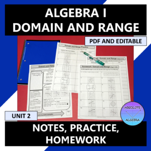 Algebra I Domain and Range Notes Practice Homework