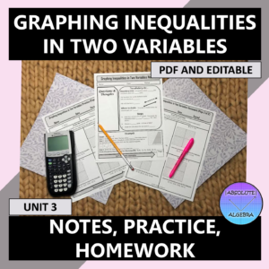 Algebra I Graphing Inequalities Two Variables