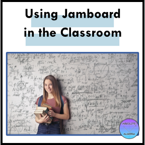 Using Jamboard in the Classroom. Female student standing in front of whiteboard with math problems