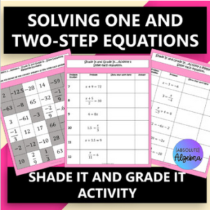 self checking math games: solving one and two step equations shade and grade it activity 
