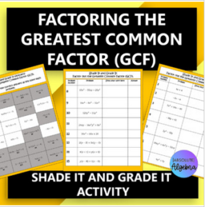 self checking math games: GCF shade it and grade it activity 