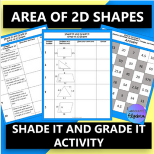 area of 2D shapes shade it and grade it activity 