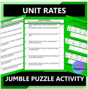 Unit Rates Jumble Puzzle