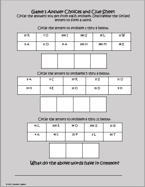 Jumble Puzzle Answer Sheet Example