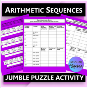 Arithmetic Sequences Jumble Puzzle