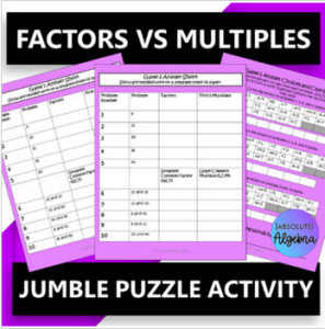 Factors vs Multiple Jumble Puzzle