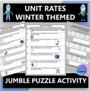 Winter Themed Unit Rates Jumble Puzzle