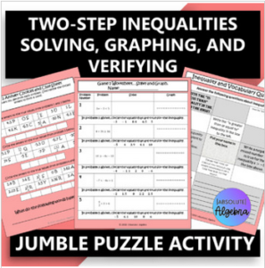 Two Step Inequalities Jumble Math Puzzles
