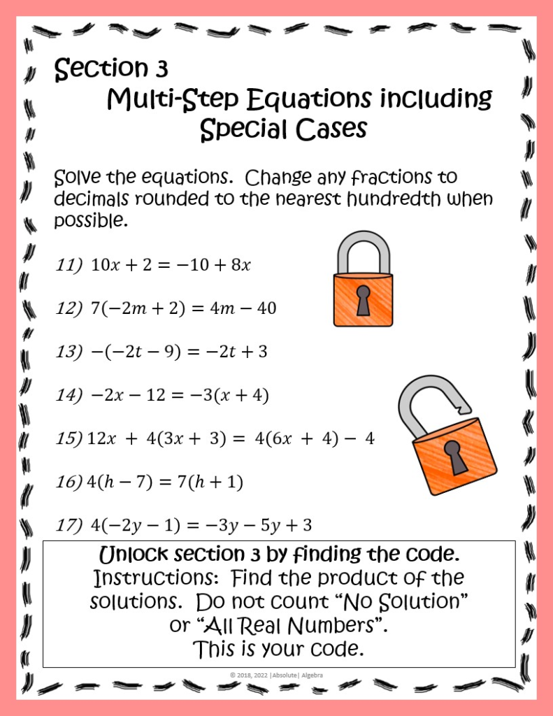Math Escape Room Example Page