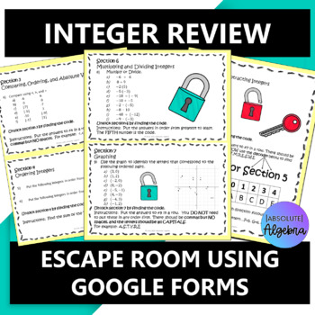Middle School Integer Escape Room 