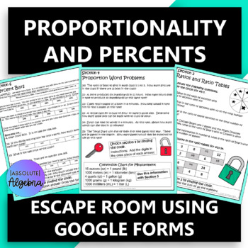 Middle School Proportionality and Percents Escape Room 