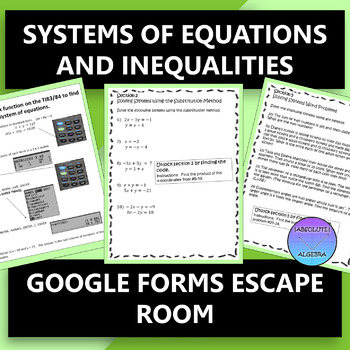 High School Systems of Equations and Inequalities Escape Room 