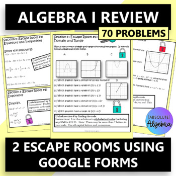 High School Algebra I Review Math Escape Rooms 