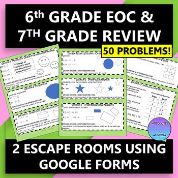Middle School 6th Grade and 7th Grade Math Escape Rooms 