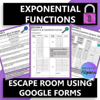 High School Exponential Functions Math Escape Room 