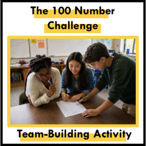 Students completing the 100 Number Challenge icebreaker and team-building activity