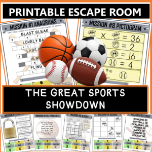 Sports escape room printable team-building activity – The Great Showdown