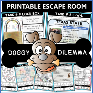 Dog escape room printable classroom activity – Doggy Dilemma
