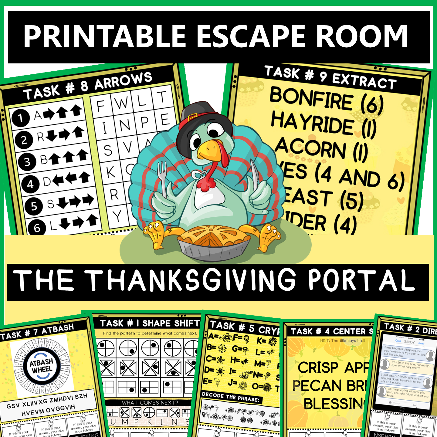 Thanksgiving escape room printable classroom activity – Secret Thanksgiving Portal